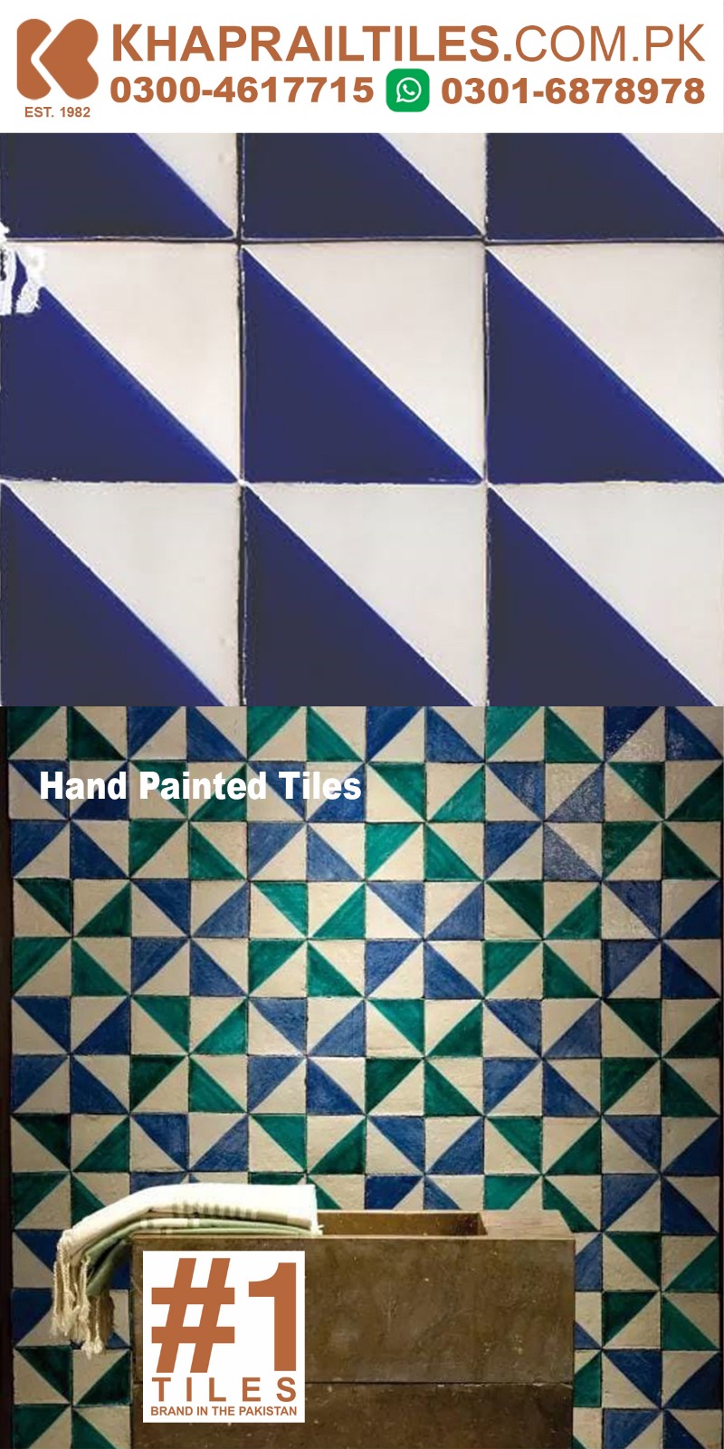 31 Khaprail handpainted moroccan mosaic tiles colors white blue