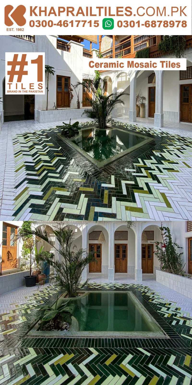 34 Khaprail rectangular moroccan mosaic tiles colors green black white