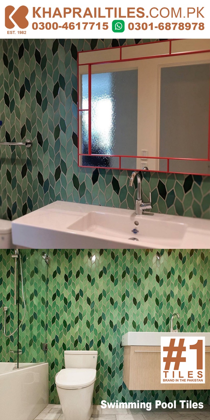 41 Khaprail Bathroom Wall Tiles Colors Light Green and Dark Green