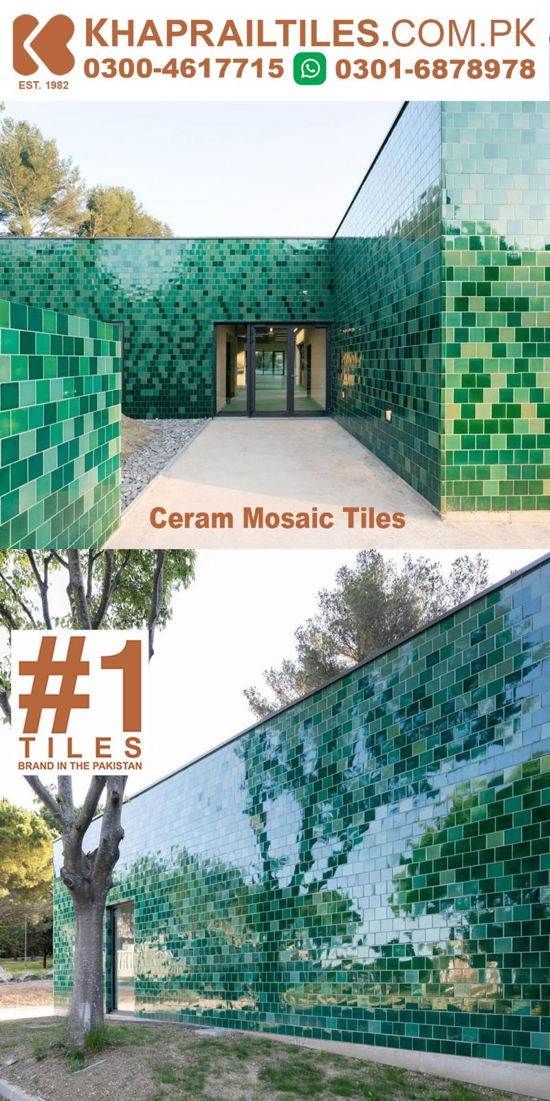 43 Khaprail Outdoor Wall Glazed Mosaic Tiles Design in Pakistan