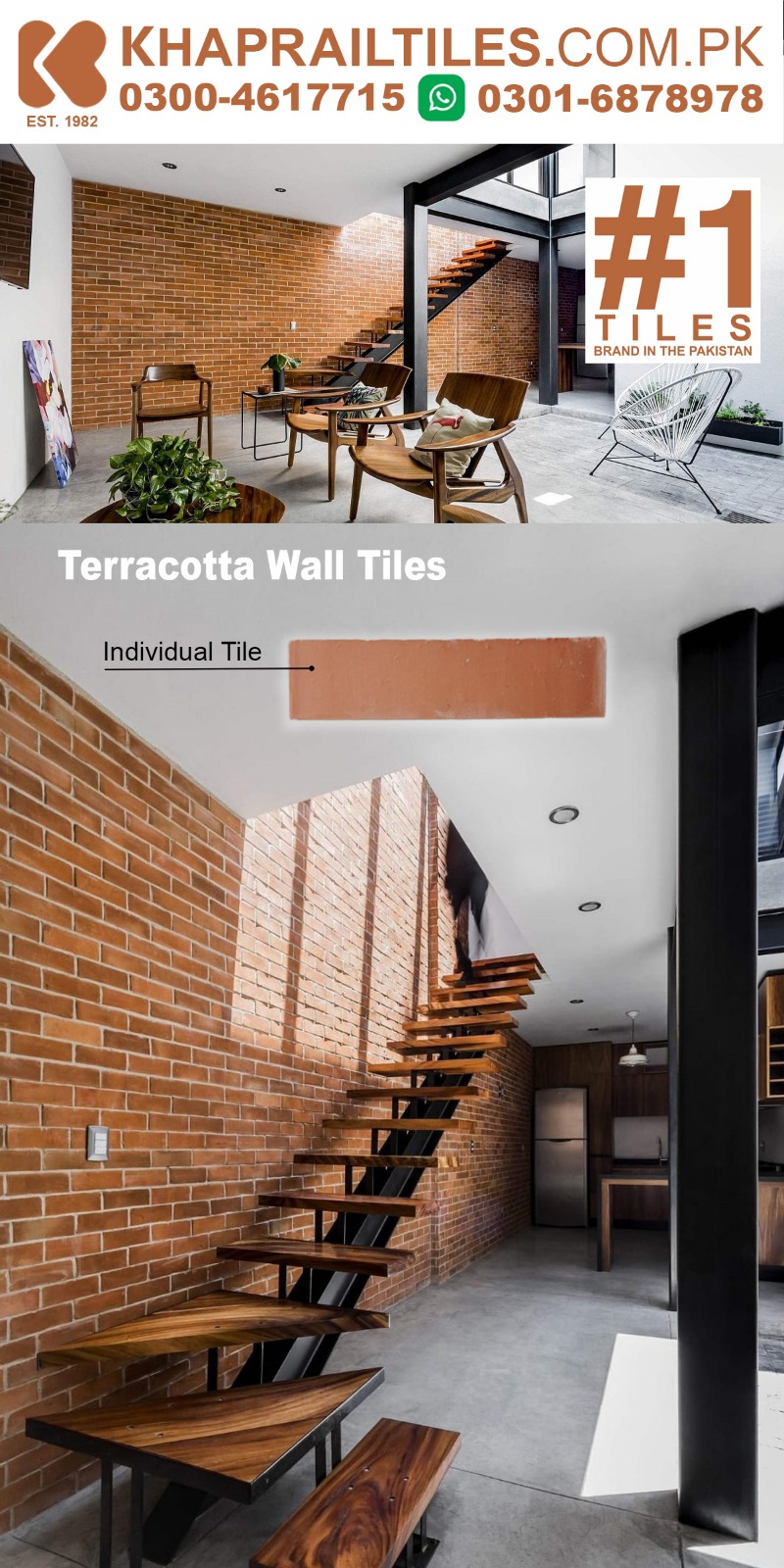 66 Khaprail Terracotta Bricks Wall Cladding Indoor Tiles Design in Lahore Pakistan
