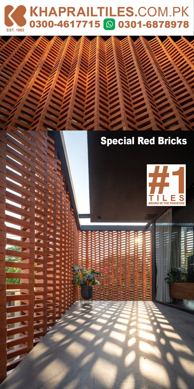 77 Khaprail red clay brick terracotta jali screen wall tiles design construction