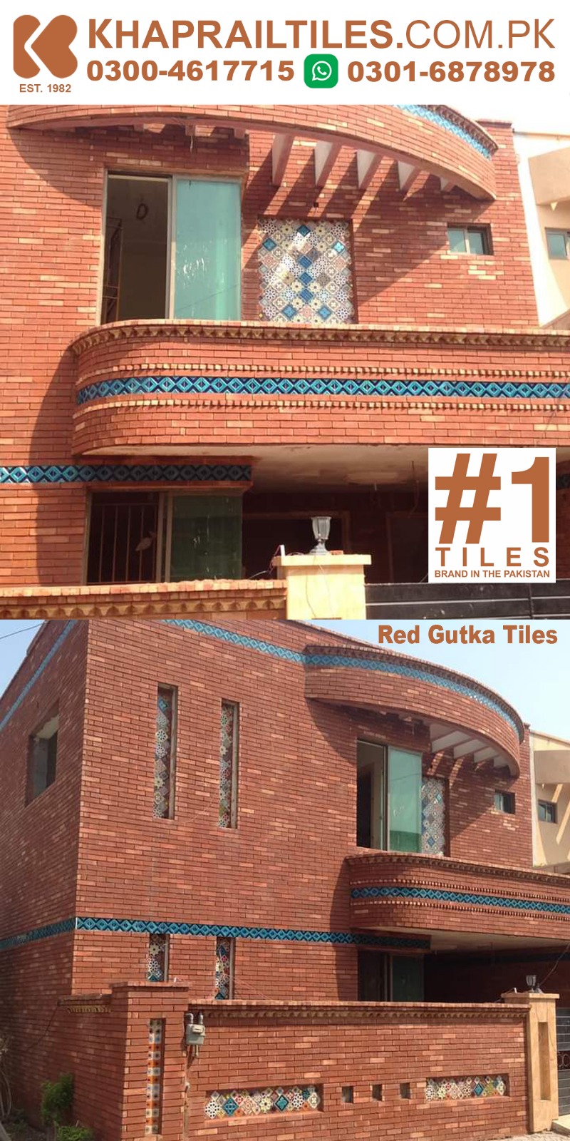 80 Khaprail Red Bricks Gutka Tiles Design in Pakistan