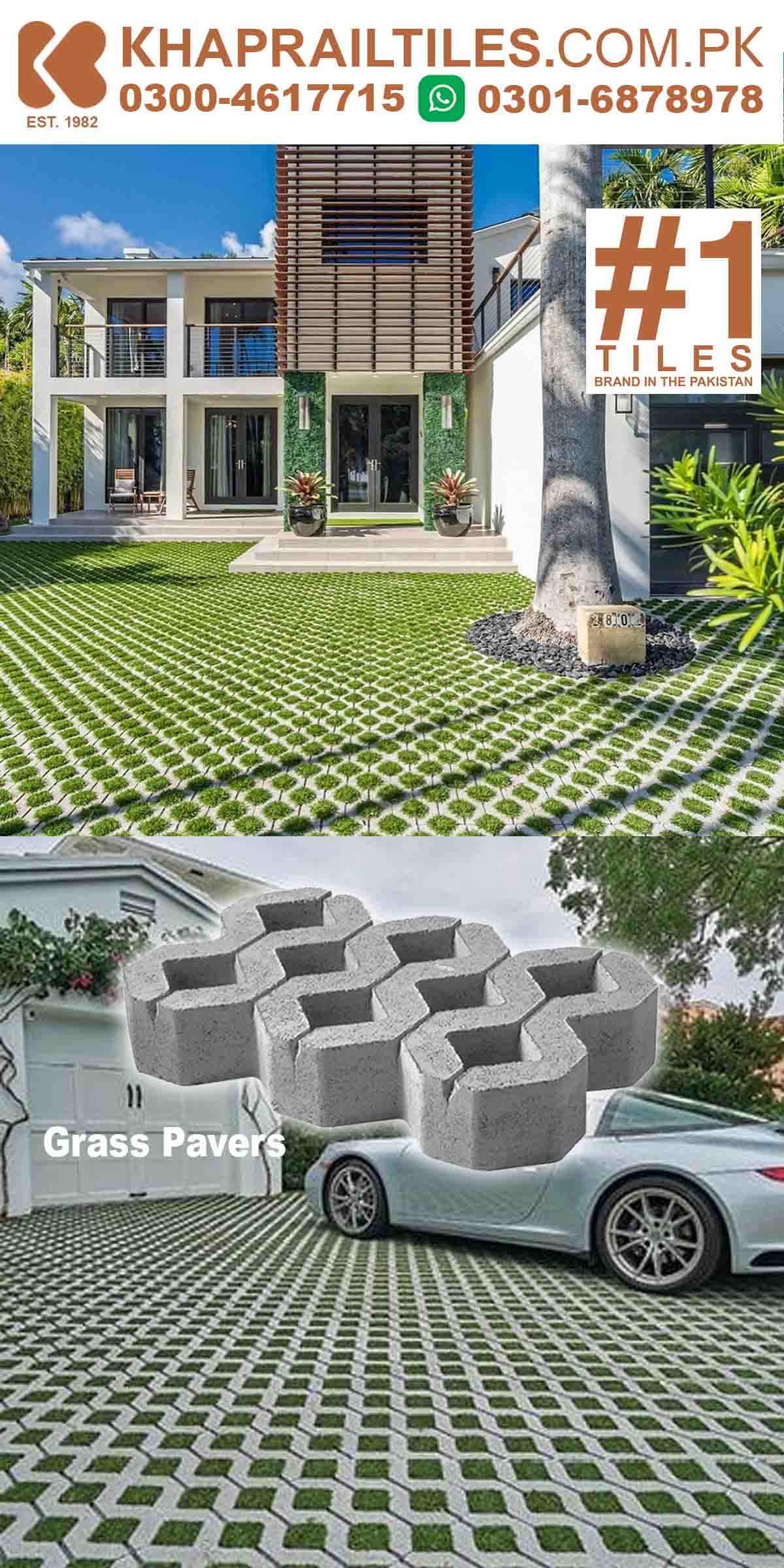 Khaprail Grass Grid Pavers Tiles Design Price in Lahore