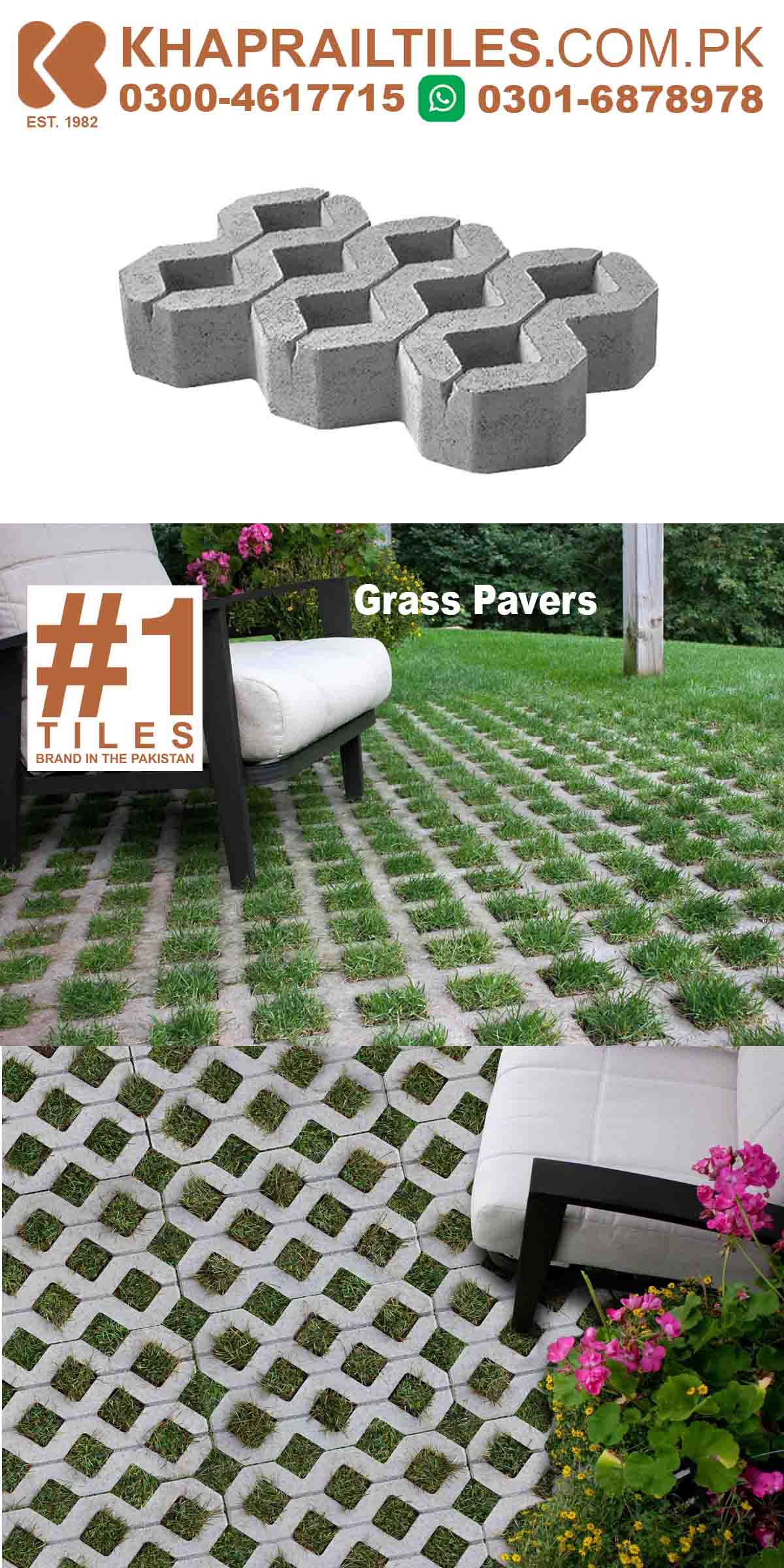 Khaprail Grass Grid Pavers Tiles Design Price in Pakistan