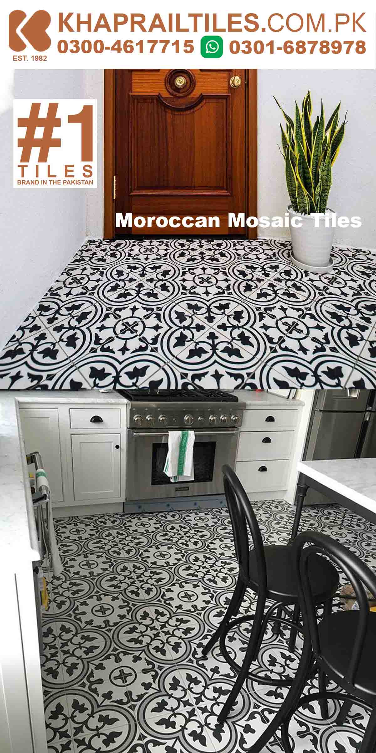Khaprail Pattern Floor Tiles Design Color Black and White
