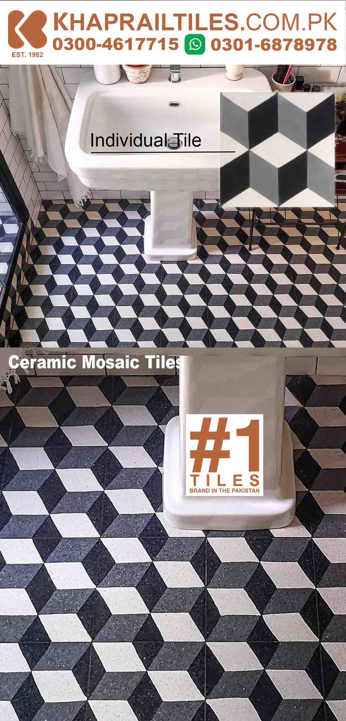 Khaprail Pattern Floor Tiles Design Colors Black and White