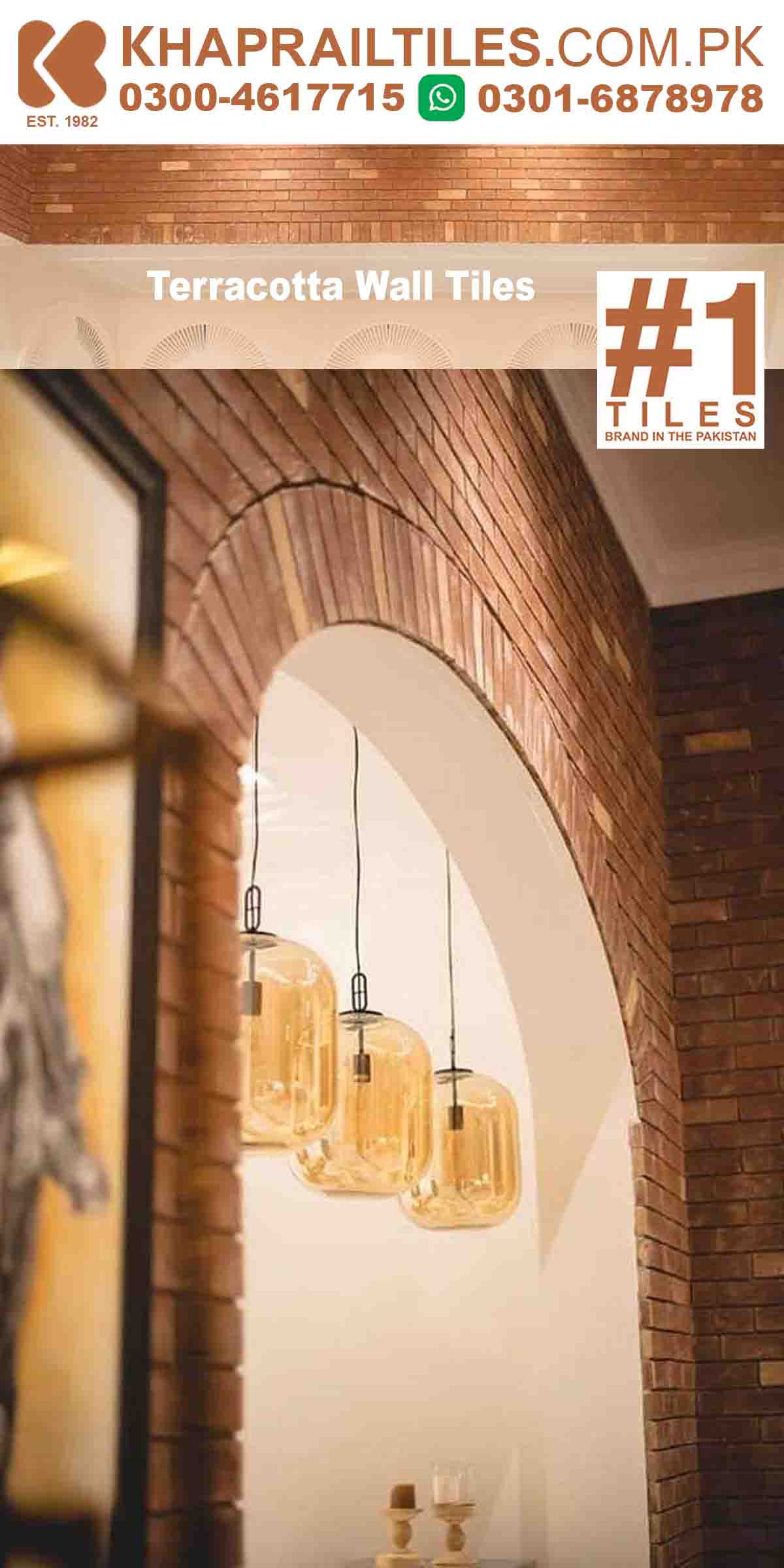 Khaprail Red Gutka Brick Livingroom Wall Tiles Design Price in Lahore Pakistan