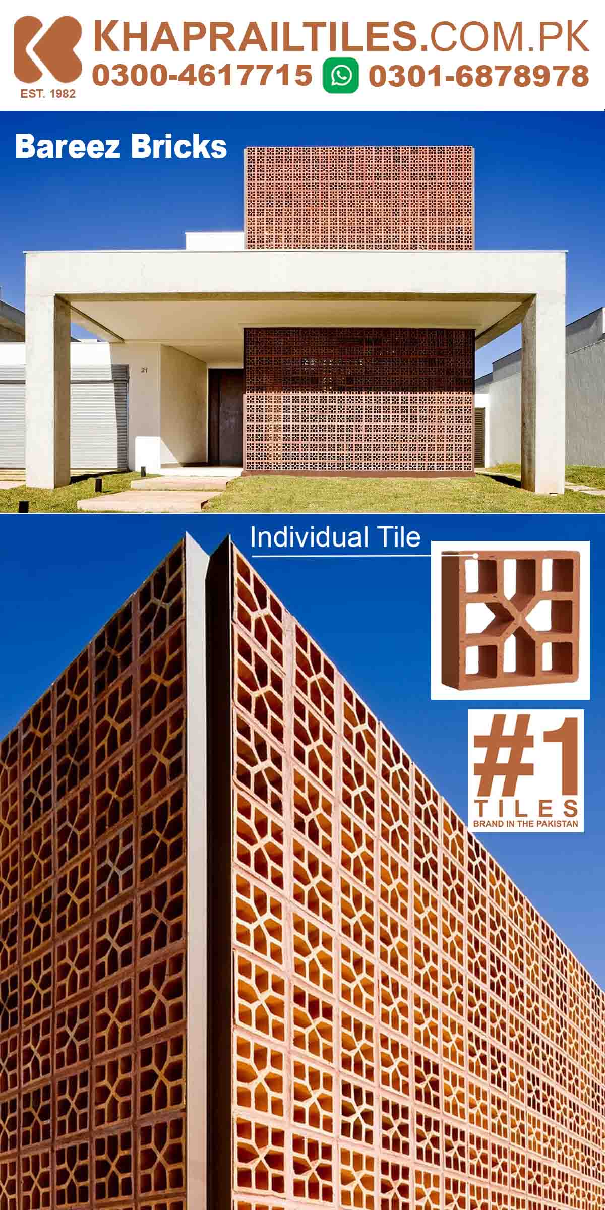 Khaprail Terracotta Jali Bricks Wall Cladding Tiles