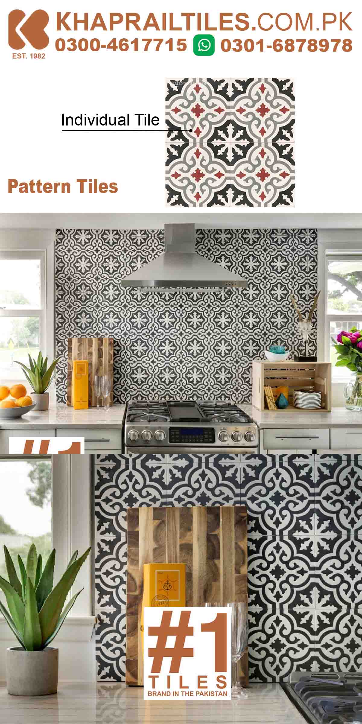Khaprail pattern moroccan mosaic wall and floor cement tiles design price in pakistan